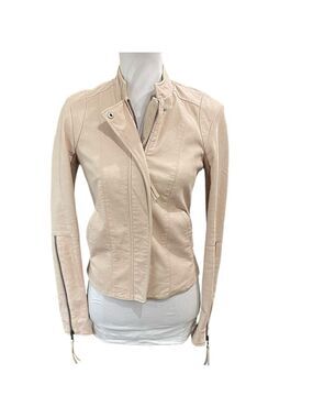 Free People Vegan Leather Moto Jacket SZ 2 Light Pink